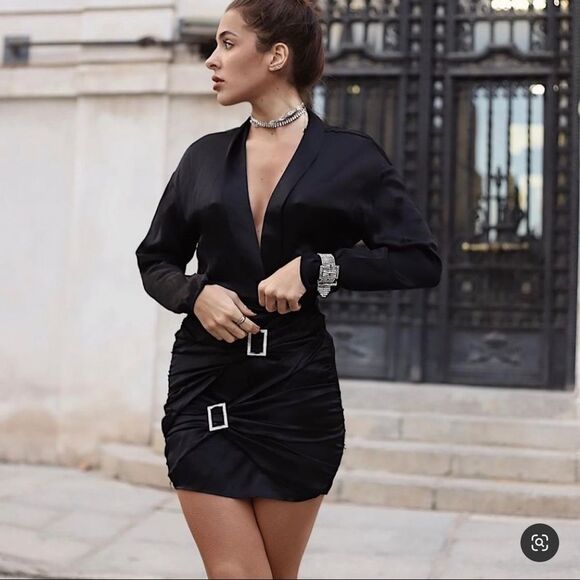 NWT ZARA JEWEL TRIM SATIN EFFECT DRESS - Picture 5 of 11